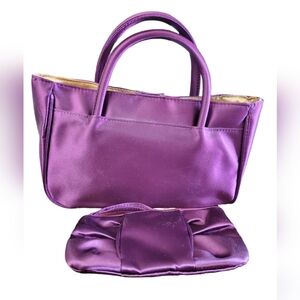Avon Purple Evening Bag With Matching Bow Wristlet ~ 2004 Pre-Owned